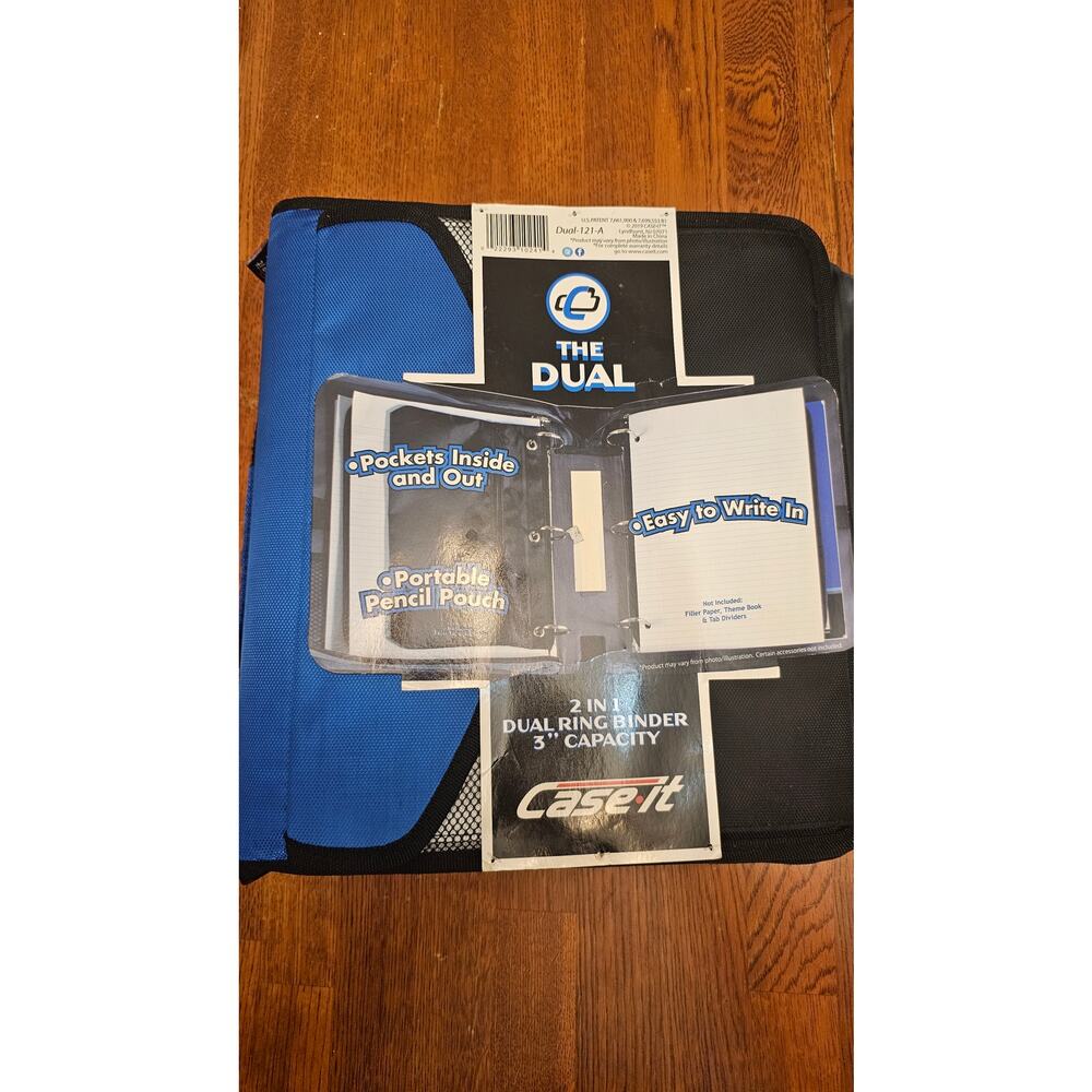 New Case It  Case-it The Dual 2 In-1 Ring Binder‎ 3” Capacity Blue and Black New